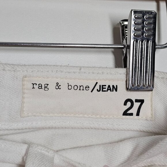 Rag & Bone Straight Leg Jeans Ripped Raw Hem Relaxed Fit White Denim Women 27 - Picture 4 of 13